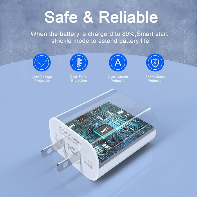 Matsusho iPhone Charger Fast Charging 10 FT, 2 Pack 20W USB C Wall Charger Block - Image 5