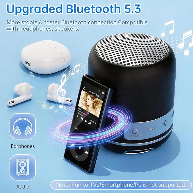 90GB MP3 Player with Bluetooth 5.3, Music Player with 2 TF Card Slots, 2.4" - Image 5