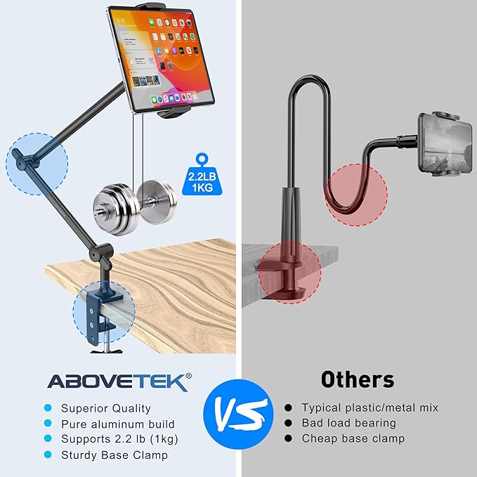 AboveTEK Tablet Stand Holder, Aluminum iPad Holder - Image 7