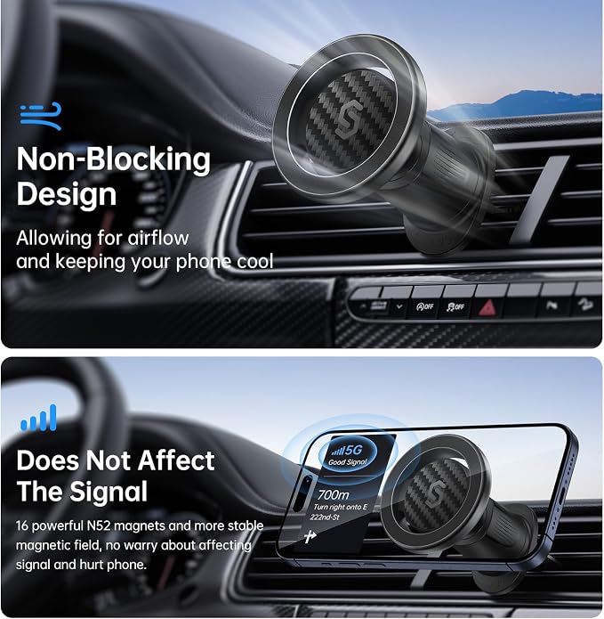 SYNCWIRE for MagSafe Car Mount, Flexible Rotation Magnetic Phone Holder for Car - Image 7