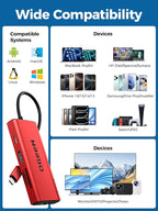 QGeeM USB C Hub Ethernet, 9 in 1 USB Type C Hub HDMI Multi-Port Converter - Image 7