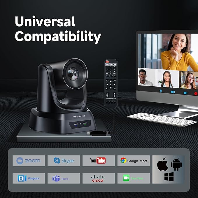 5.8GHz Wireless Conference Room Webcam, Church Live Streaming 3X USB 1080P - Image 6