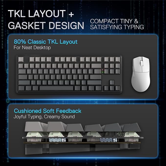 Redragon K707 PRO GB 80% Gasket RGB Gaming Keyboard, 3-Modes Wireless TKL - Image 3