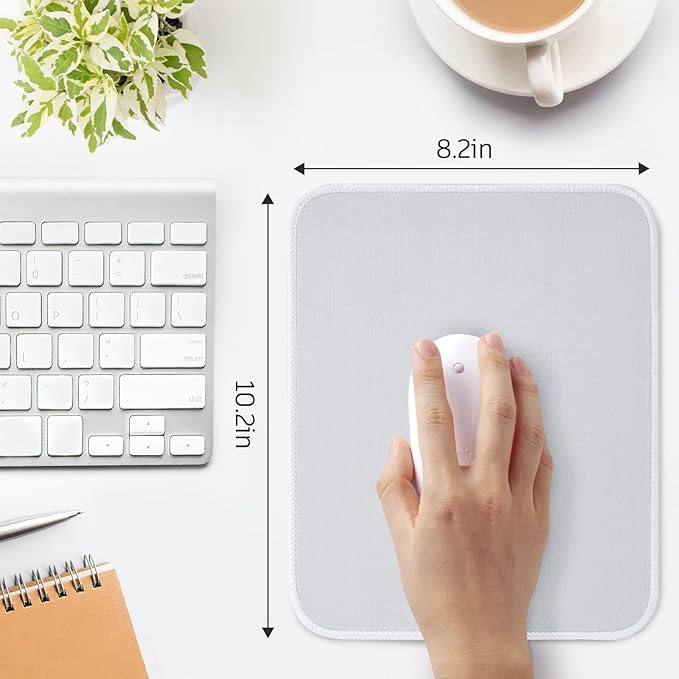 White Mouse Pad, Nice and Cute Mouse Pad, Splash-Proof Textured 10.2 x 8.2Inch - Image 3