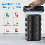 Tower Power Strip with 15W Wireless Charger, 20FT Extension Cord with Multiple - Image 2