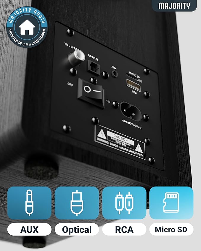Majority Powered Bluetooth Bookshelf Speakers | Studio Monitors Speaker Set | - Image 6