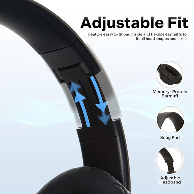 iJoy Bluetooth Headphones Over Ear, Wireless and Wired Foldable Headset - Image 3