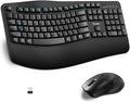 Wireless Keyboard and Mouse Combo, Full Size Wave Keys Ergonomic 2.4G Keyboard by RECCAZR