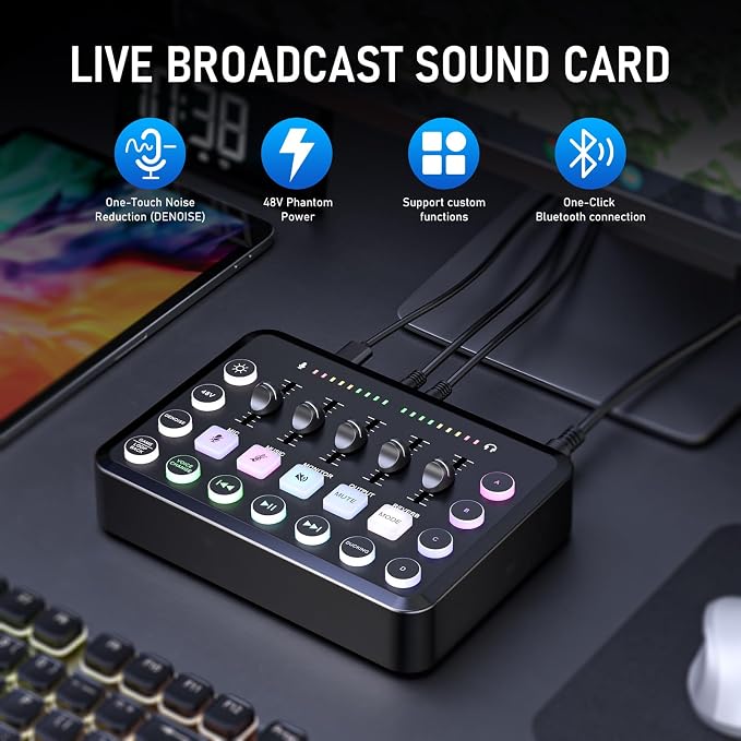 F11 Gaming Audio Mixer, Sound Board - Image 2