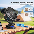 iNeibo 10000mAh Portable Clip on Fan, 90° Oscillating Fan, 8 Inch Rechargeable - Image 4
