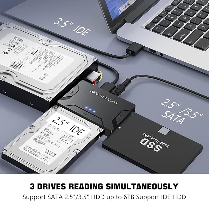 MaxRenard Hard Drive Reader USB 3.0 to SATA/IDE Adapter | Universal External - Image 2