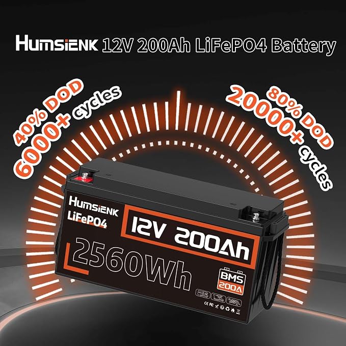 2PACK 12V 200Ah LiFePO4 Battery, Built-in 200A BMS, Rechargeable Deep Cycles - Image 2