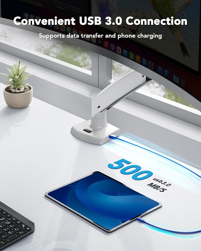 HUANUO Single Monitor Arm for 40 inch Screens, Ultrawide Computer Monitor Mount - Image 4