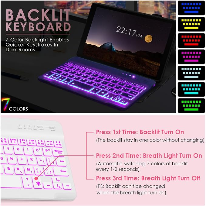 DETUOSI Backlit Keyboard Case for Samsung Galaxy Tab A7 Lite 8.7" 2021 - Image 7