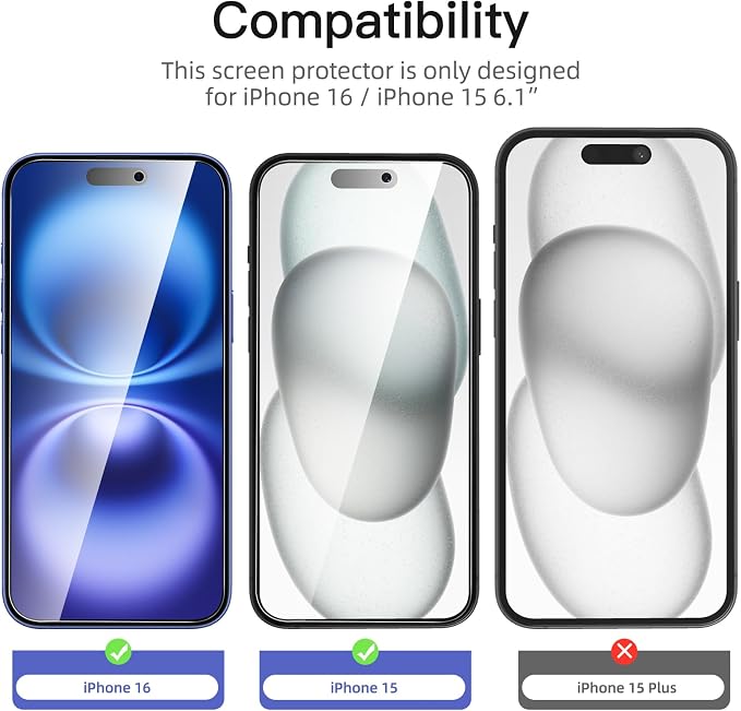 NEW'C 3 Pack Privacy for iPhone 16, iPhone 15 Screen Protector, Anti-Spy - Image 2