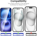 NEW'C 3 Pack Privacy for iPhone 16, iPhone 15 Screen Protector, Anti-Spy - Image 2