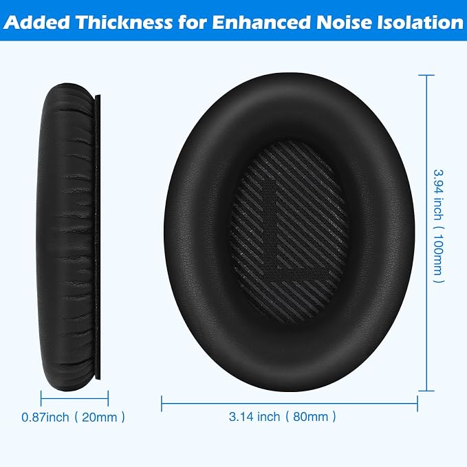 Ear Pads for Bose QuietComfort 35 ii, Premium Softer Leather Replacement Pads - Image 4