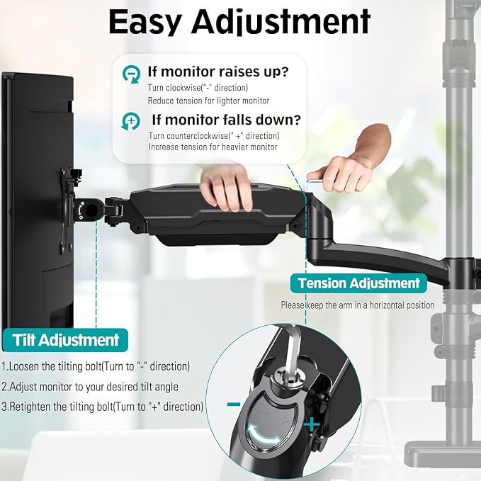 MOUNT PRO Triple Monitor Mount for Max 32" Computer Screen, Adjustable 3 - Image 3