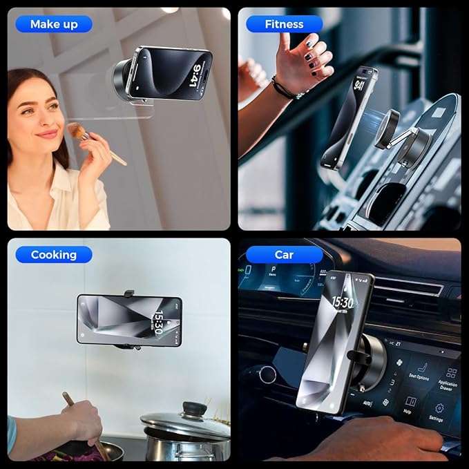 2-in-1 Clip & Vacuum Magnetic Suction Phone Holder, Upgraded 360° Adjustable - Image 3