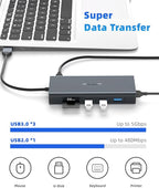 DisplayLink Docking Station Dual Monitor, Mosirui12-in-1 USB 3.0 to USB C Hub - Image 7