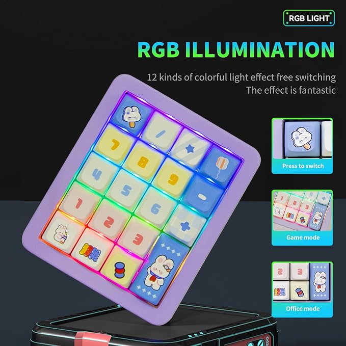 Adventurers K812 Wired Mechanical Numeric Keypad, 19-Key Hot-Swappable RGB - Image 3