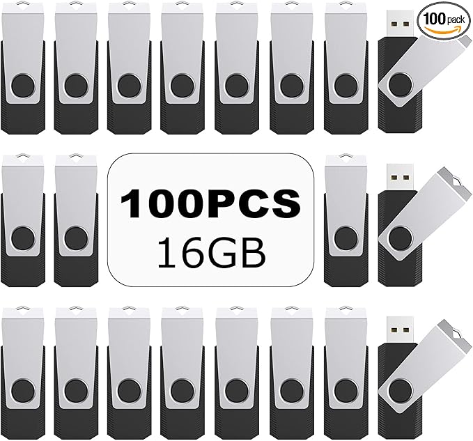 TOPESEL 100PCS 16GB Bulk USB 2.0 Flash Drive Swivel Memory Stick Thumb Drives by TOPESEL