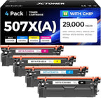 507X 507A Toner Cartridge Set 4-Pack High Yield Replacement by JCTONER