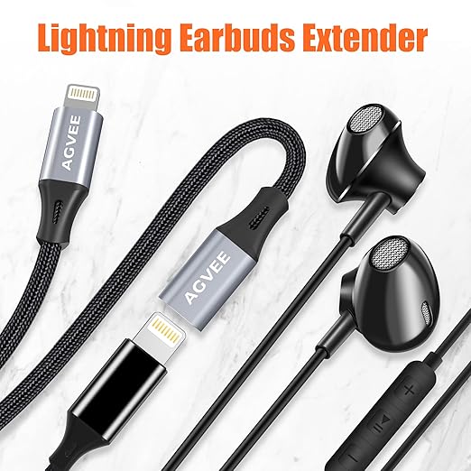 AGVEE 2 Pack 6.6ft Lightning Extension Cable, Braided Female to Male Extender - Image 4