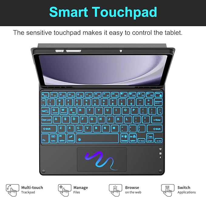 Backlit Touchpad Keyboard Case for Samsung Galaxy Tab A9 Plus 5G 11 Inch 2023 - Image 2