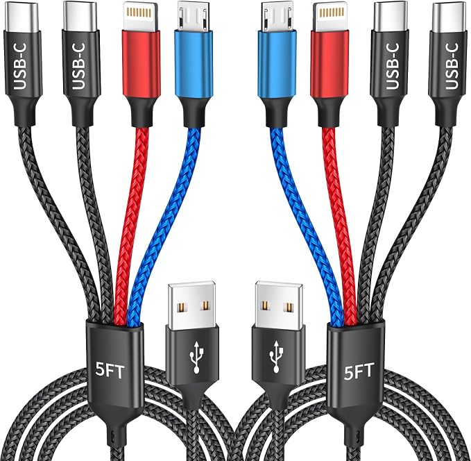 Travel Essentials, Dual Type-C 4 in 1 Multi Charging Cable by MPATIBY