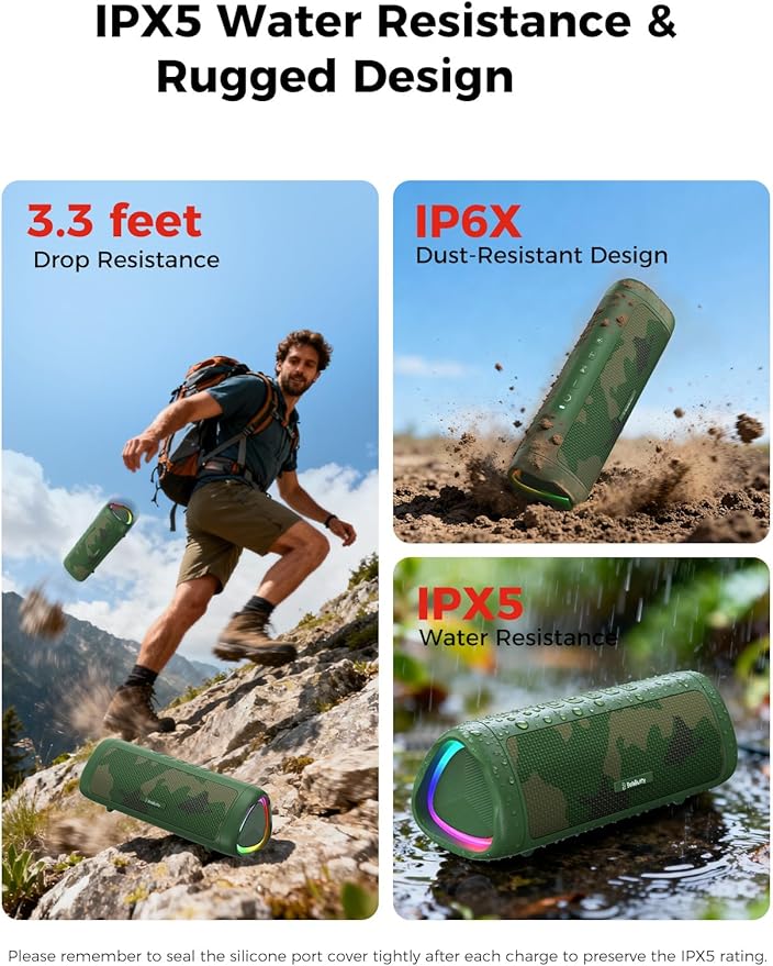 Bluetooth Speaker, 20W HD Sound, Portable Wireless, IPX5 Waterproof, - Image 4