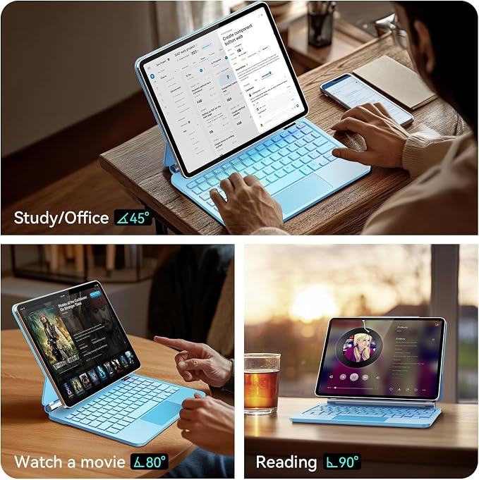 Keyboard Case for iPad Air 13 inch, iPad Pro 12.9 inch, Easy-Set Floating - Image 7