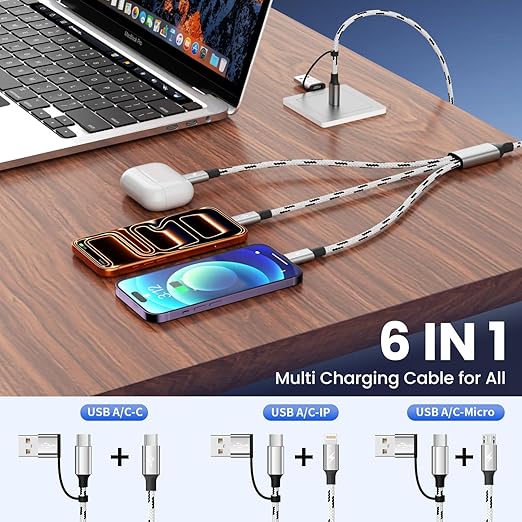 Travel Essentials 3 in 2 Multi Charging Cable, USB A/C Charging Cords - Image 2