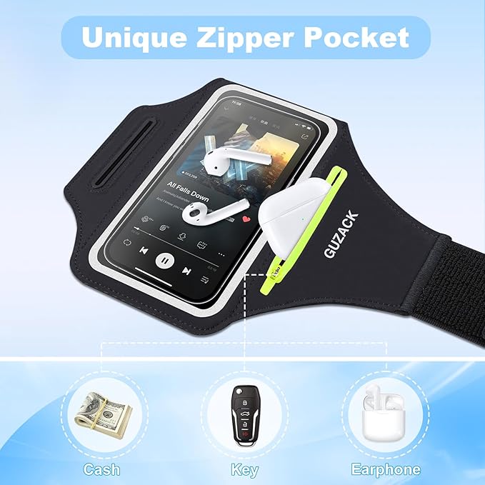 Running Armband with Earphone Pouch & Card Slot, Running Phone Holder - Image 2