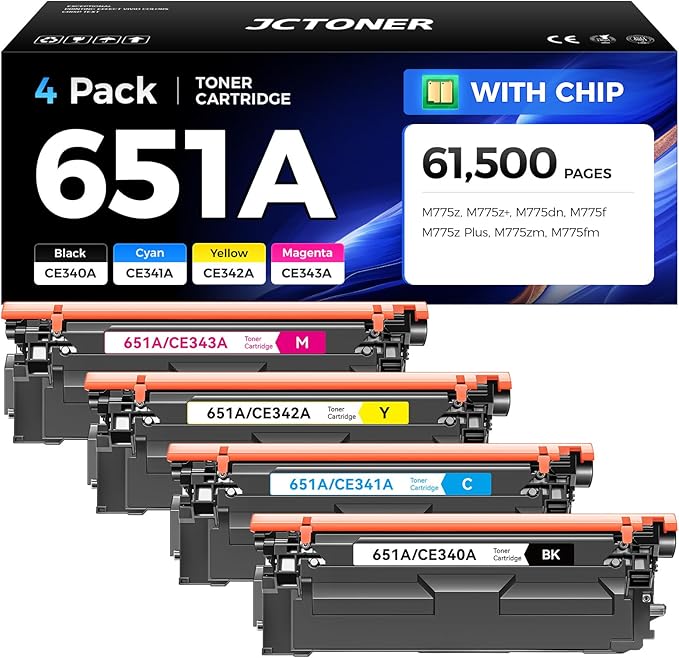 651A Toner Cartridge Set 4-Pack by JCTONER