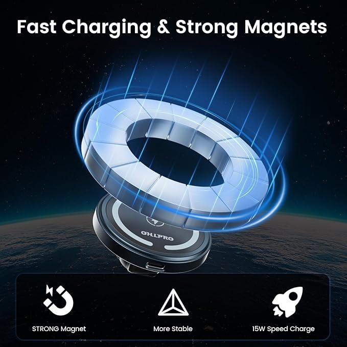 OHLPRO for MagSafe Car Mount Charger iPhone Wireless Car Charger, Stick on - Image 3