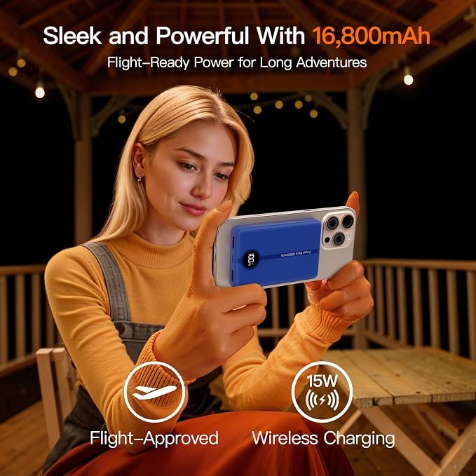 Magnetic Portable Charger, 16800mAh Wireless Power Bank, - Image 2