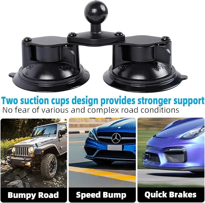 Dual Suction Cup Tablet Mount for Truck/Car, 13.4 Inch Aluminum Arm, 360° - Image 4