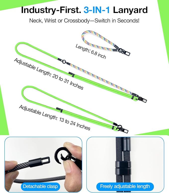 Phone Lanyard Crossbody, 3-in-1 Neck Strap& Wrist Strap, Adjustable Anti-Theft - Image 3