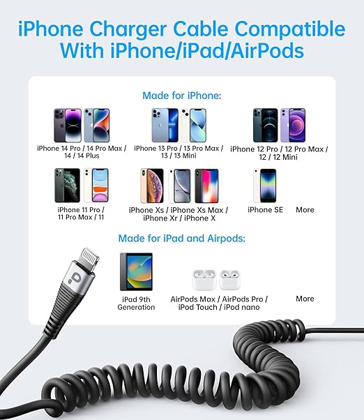 iPhone Charger Cable for Car, Retractable Charging Cord Compatible - Image 6