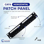 NewYork Cables 12 Port Cat6 Patch Panel – 10Gb Ethernet, 1U Horizontal Wall - Image 2