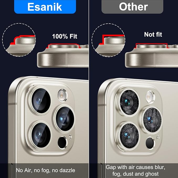Esanik 2 Pack for iPhone 15 Pro/iPhone 15 Pro Max Camera Lens Protector - Image 3