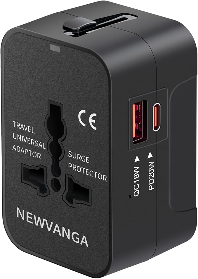 Travel Adapter USB C, Universal All in One Worldwide Travel Adapter Fast Charge by NEWVANGA