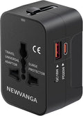 Travel Adapter USB C, Universal All in One Worldwide Travel Adapter Fast Charge by NEWVANGA