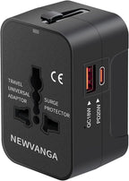 Travel Adapter USB C, Universal All in One Worldwide Travel Adapter Fast Charge by NEWVANGA