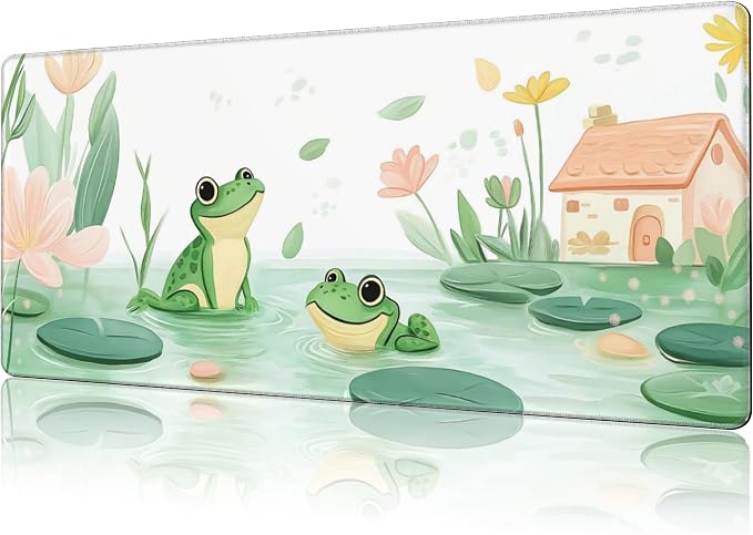 Mouse Pad Large Cute and Whimsical Frogs Non-Slip Gaming Desk Mat by NIYLYNSYN