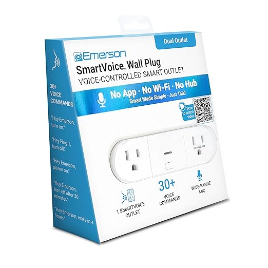 Emerson SmartVoice 2-in-1 Dual Smart Wall Plug Outlet, Voice Control, No WiFi - Image 9