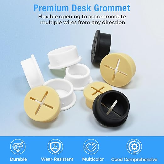 Desk Grommet, 1 in 25 mm Silicone Rubber Grommets, Flexible Wall Cord Pass - Image 2