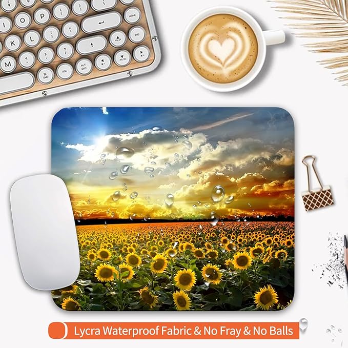 Square Mouse Pad Sunflower, Personalized Premium-Textured Custom Mouse Mat - Image 3