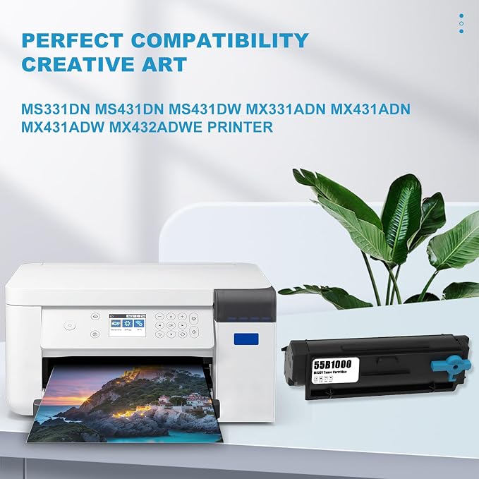 High Yield 55B1000 Black Toner Cartridge MS331 Toner Replacement - Image 2
